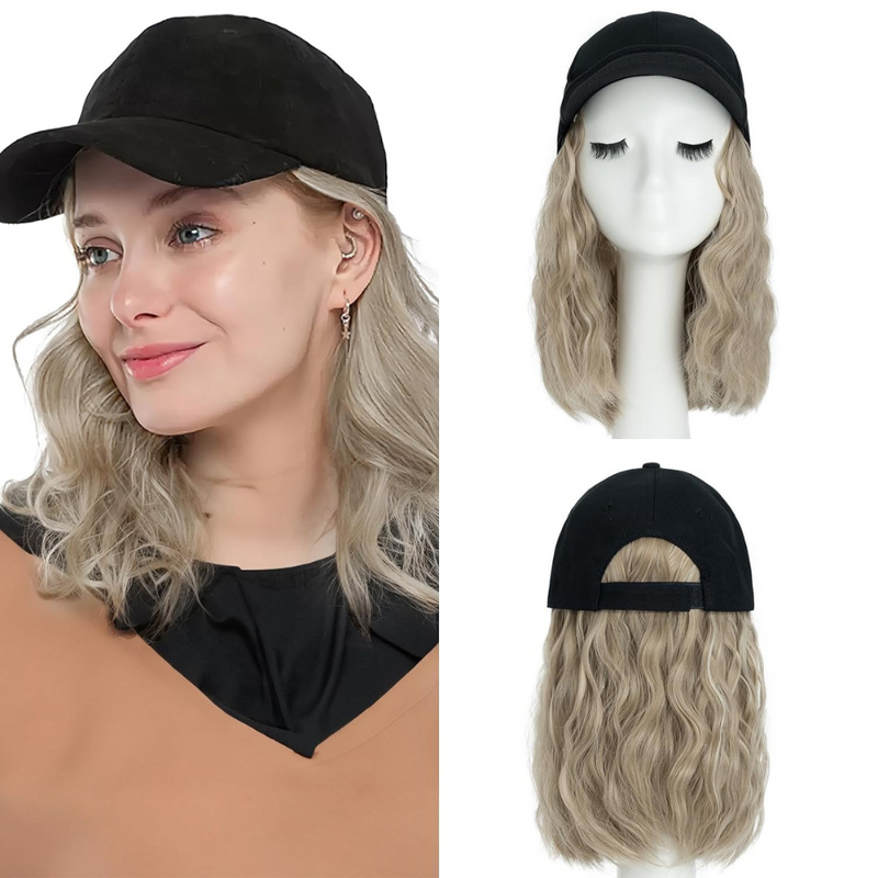 Heat Resistant Synthetic Wavy Wig Extension Baseball Cap