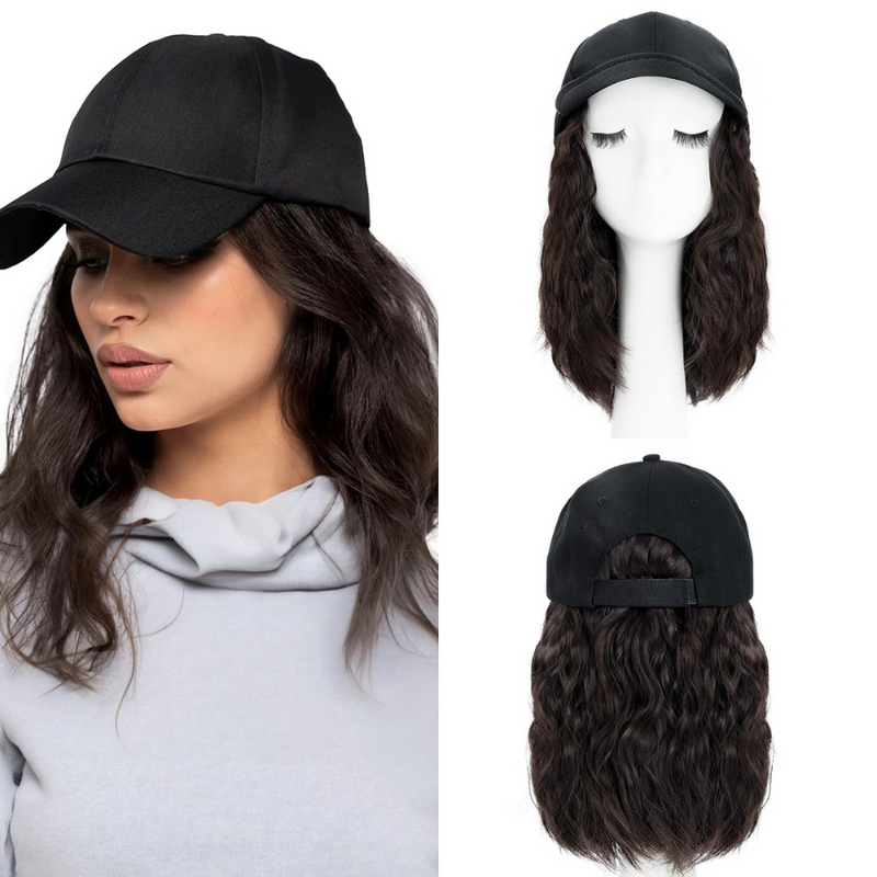 Heat Resistant Synthetic Wavy Wig Extension Baseball Cap