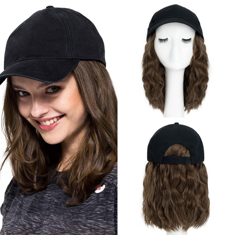 Heat Resistant Synthetic Wavy Wig Extension Baseball Cap