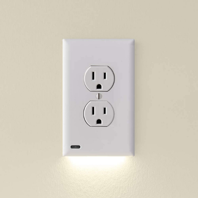 Double Wall Plug Socket LED Hallway Night Light Combo