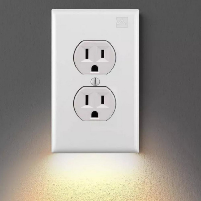 Double Wall Plug Socket LED Hallway Night Light Combo