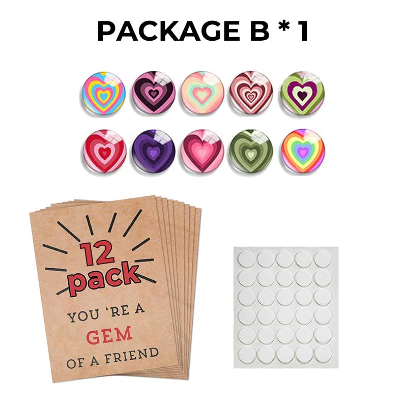 24 Pack Valentines Cards with Heart-Shape Crystals