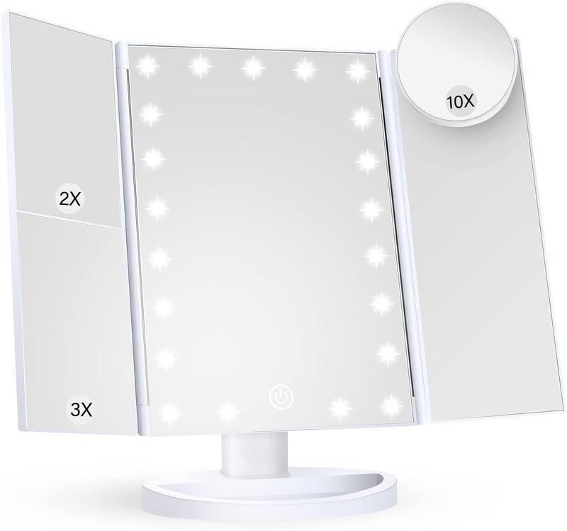 Tri-Fold Led Makeup Mirror With Light