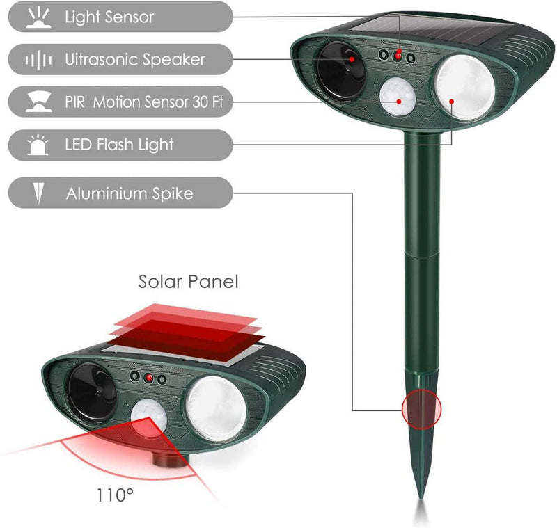 Dog Outdoor Solar Ultrasonic Repeller - Get Rid of Dogs in 48 Hours or It's FREE