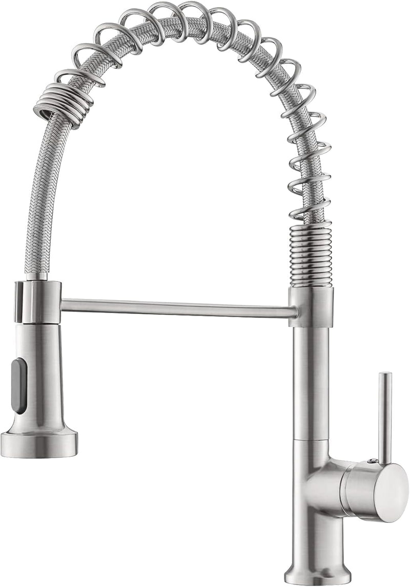 Single-Hole Spring Kitchen Faucet With Pull-Down Sprayer