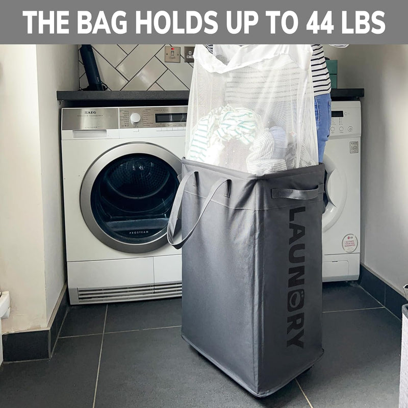 75L Collapsible Large Laundry Basket with Wheels