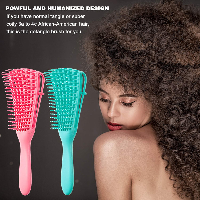 2 Pieces Detangling Brush for Afro America African Hair Textured 3a to 4c