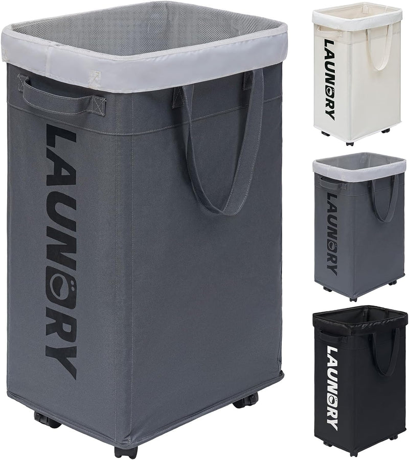 75L Collapsible Large Laundry Basket with Wheels