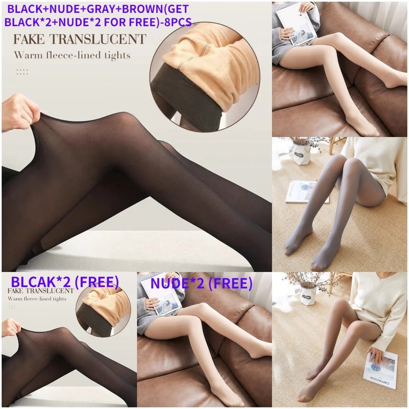 Flawless Legs Fake Translucent Warm Plush Lined Elastic Tights