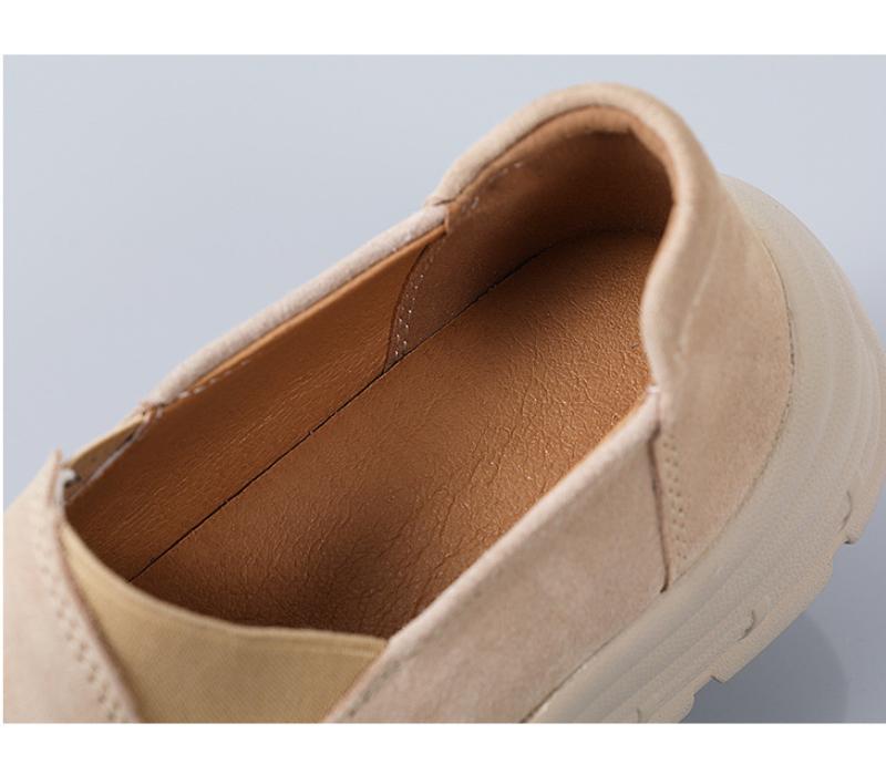 Autumn breathable leather elasticated slip on casual platform shoes