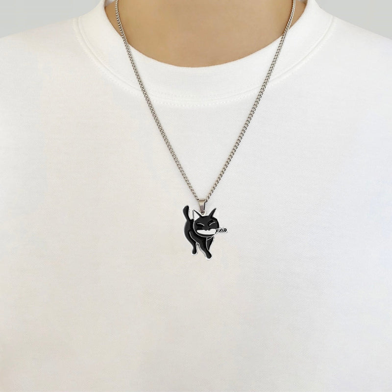 Black Killer Cat Necklace