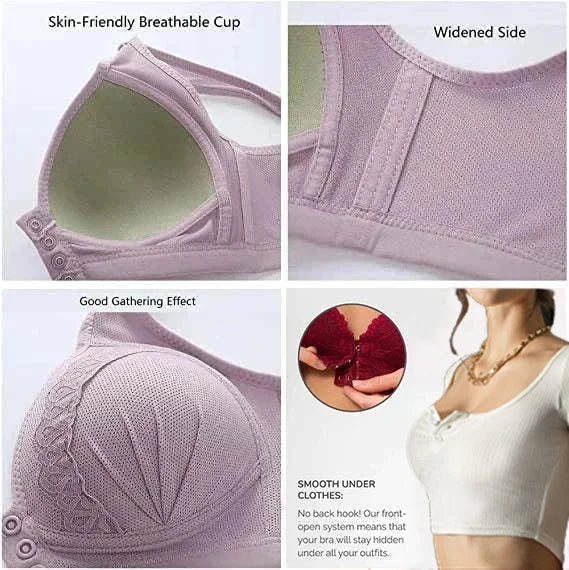 BUY 1 GET 2 FREE – 2023 Front Button Breathable Skin-Friendly Cotton Bra