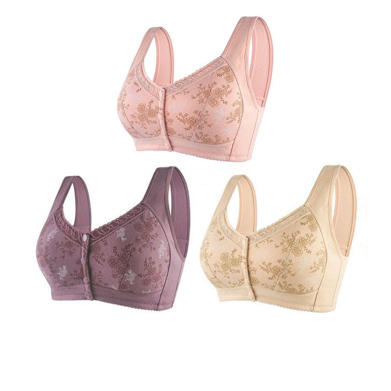 Buy 1 Get 3(3packs) Mama Cotton Front Closure Bra