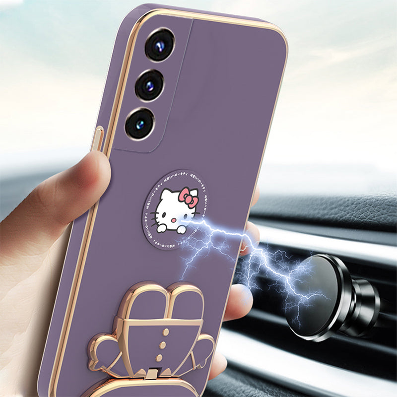 Cartoon Cat Bracket Mirror Case Cover For Samsung