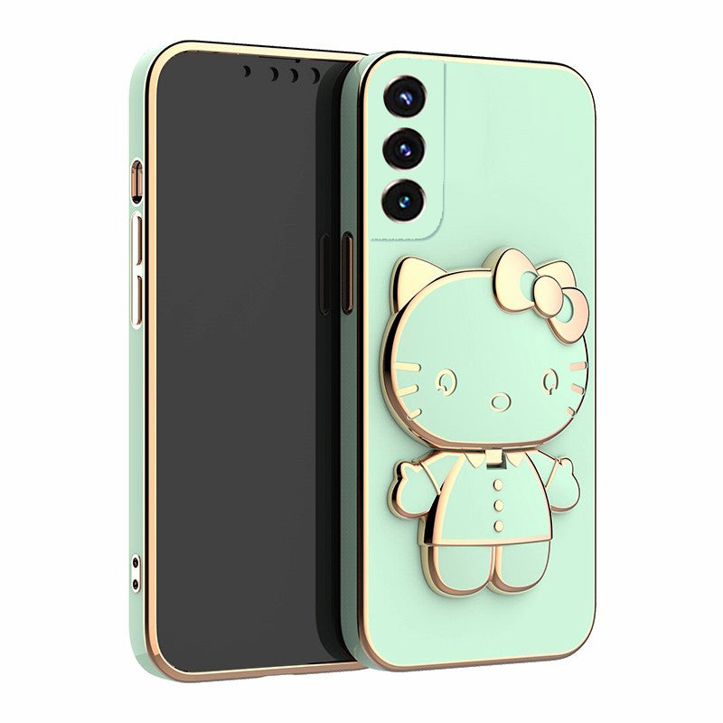 Cartoon Cat Bracket Mirror Case Cover For Samsung