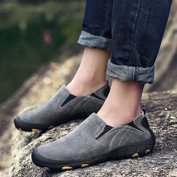 Men's Loafers & Slip-Ons Casual Daily Pigskin Breathable Non-slipping Wear Proof Walking Shoes