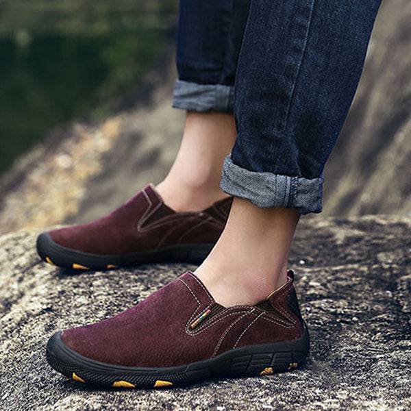 Men's Loafers & Slip-Ons Casual Daily Pigskin Breathable Non-slipping Wear Proof Walking Shoes