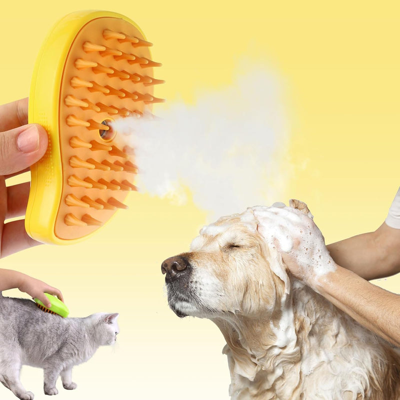 Cozyk Patented Exclusive Rechargeable Steam Pet Brush (95Â°F-113Â°F) for Pet Bathing