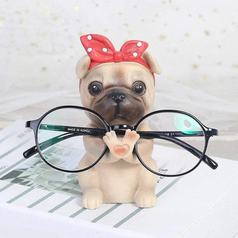 Cute Dog Glasses Holder Stand Resin Eyeglass Retainers Sunglasses Spectacle Display Rack Cute Office Home Desktop Decorations