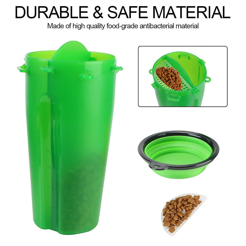 2in1 Collapsible Pet Water Bottle and Feeder