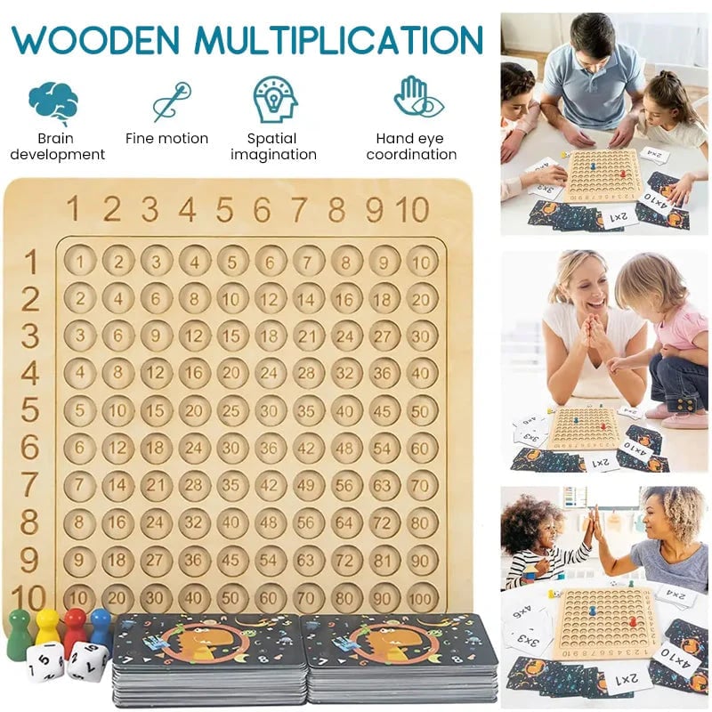 Wooden Montessori Multiplication Board Game