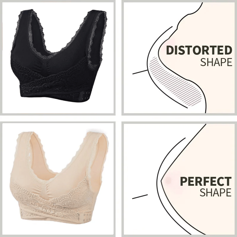 Emily Choice – Comfy Corset Bra Front Cross Side Buckle Lace Bras