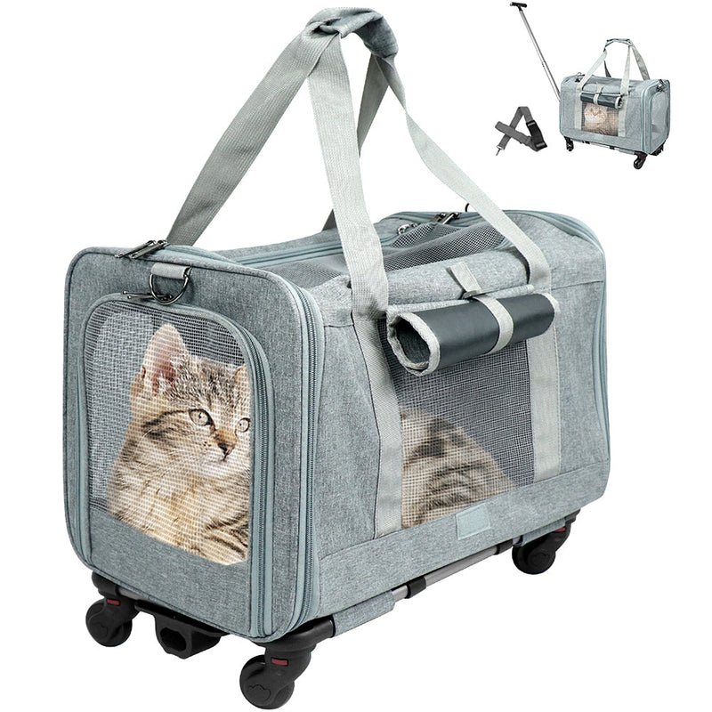 Large Pet Carrier Cat & Dog Rolling Pet Carrier With Detachable Wheels