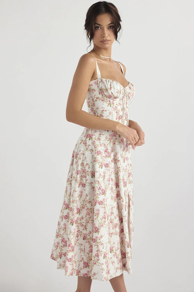 Floral Bustier Waist-Shaping Dress