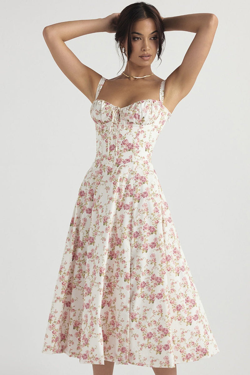 Floral Bustier Waist-Shaping Dress