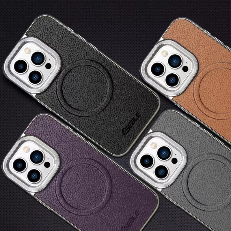 Genuine Leather Phone Case: with Wireless Charging and Strong Magnetic Design