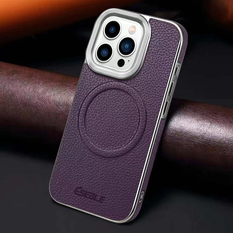 Genuine Leather Phone Case: with Wireless Charging and Strong Magnetic Design