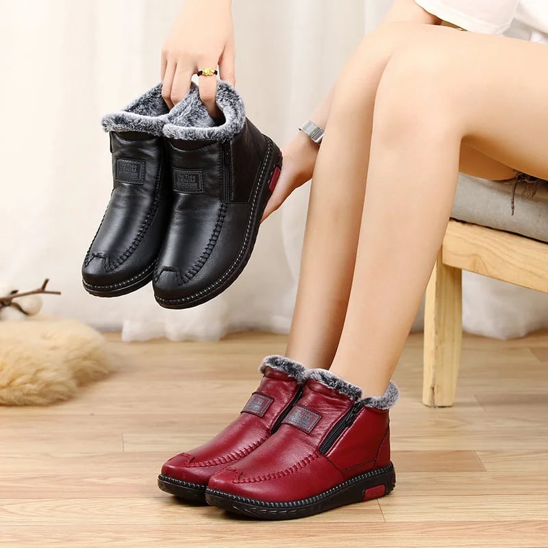 (Last Day Promotion 75% OFF) – Women’s Waterproof Non-slip Cotton Leather Boots – BUY MORE SAVE MORE!