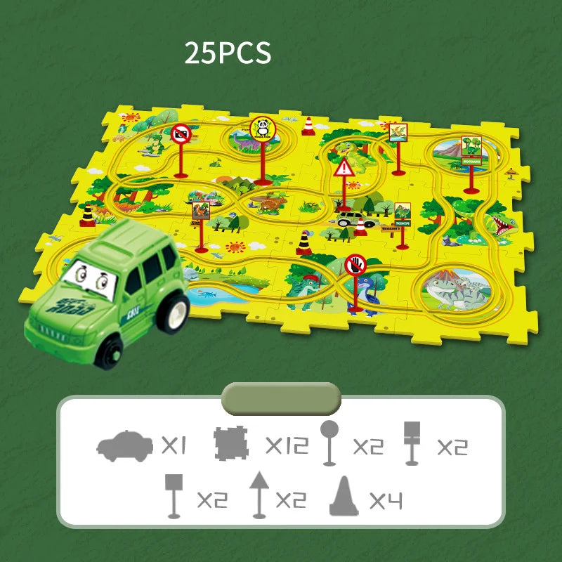 Last Day Sale 50% – Children’s Educational Puzzle Track Car Play Set