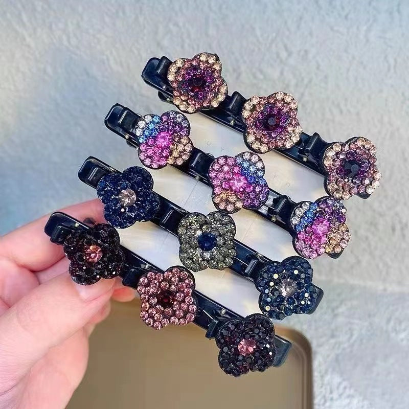 Fallingdew Sparkling Crystal Stone Braided Hair Clips