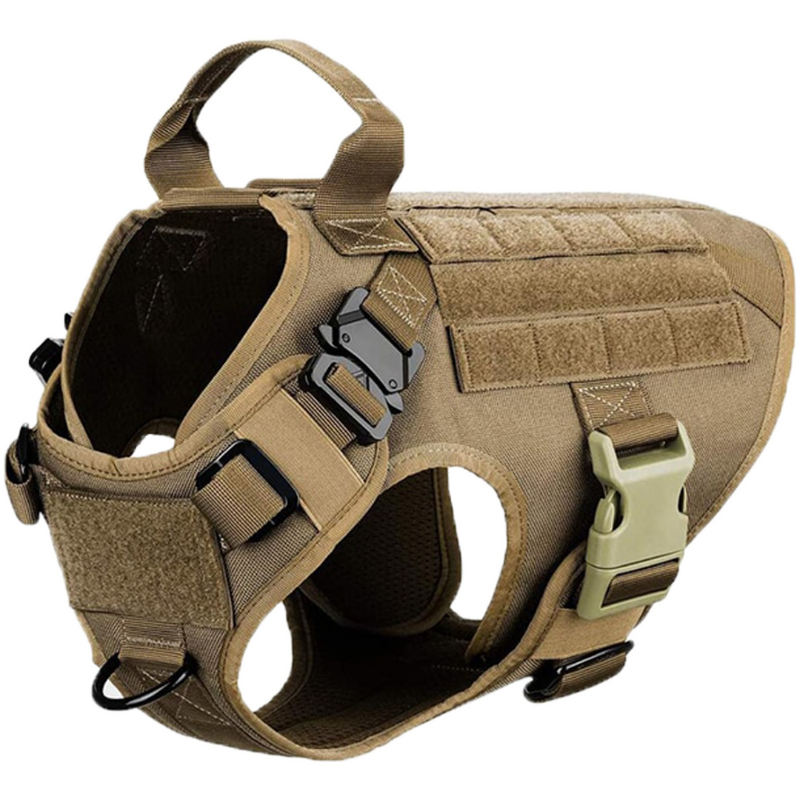 NEW Upgraded Heavy-Duty Tactical No-Pull Team K9 Dog Harness With Front & Back D-Rings, Quick-Release Metal-Buckles, Hook & Loop Panels, & Top Handle