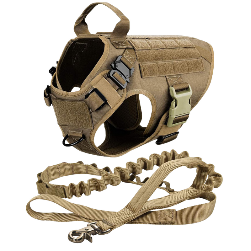 NEW Upgraded Heavy-Duty Tactical No-Pull Team K9 Dog Harness With Front & Back D-Rings, Quick-Release Metal-Buckles, Hook & Loop Panels, & Top Handle