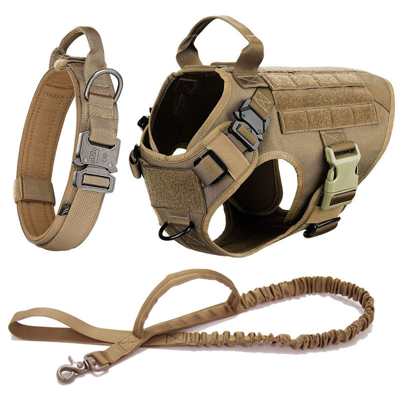 NEW Upgraded Heavy-Duty Tactical No-Pull Team K9 Dog Harness With Front & Back D-Rings, Quick-Release Metal-Buckles, Hook & Loop Panels, & Top Handle