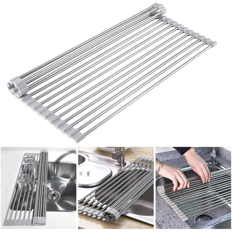 (NEW YEAR SALE-50% OFF) Portable Stainless Steel Rolling Rack