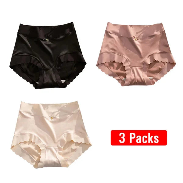 PAY1 GET 3(3PACKS) PREMIUM SATIN ANTIBACTERIAL ICE SILK MOISTURE-ABSORBING PANTIES