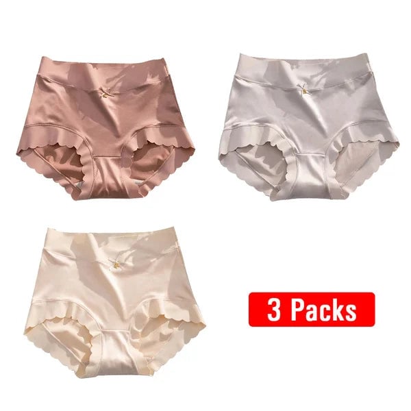 PAY1 GET 3(3PACKS) PREMIUM SATIN ANTIBACTERIAL ICE SILK MOISTURE-ABSORBING PANTIES