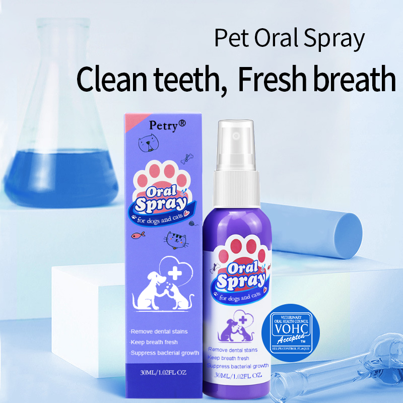 Petry Teeth Cleaning Spray for Dogs & Cats, Eliminate Bad Breath, Targets Tartar & Plaque, Without Brushing