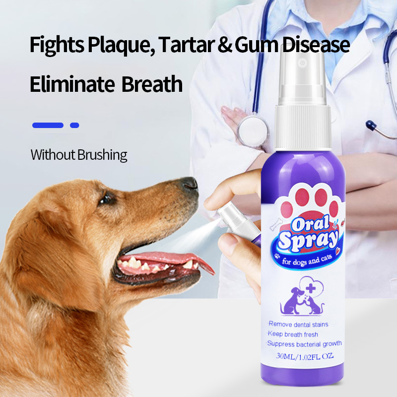 Petry Teeth Cleaning Spray for Dogs & Cats, Eliminate Bad Breath, Targets Tartar & Plaque, Without Brushing