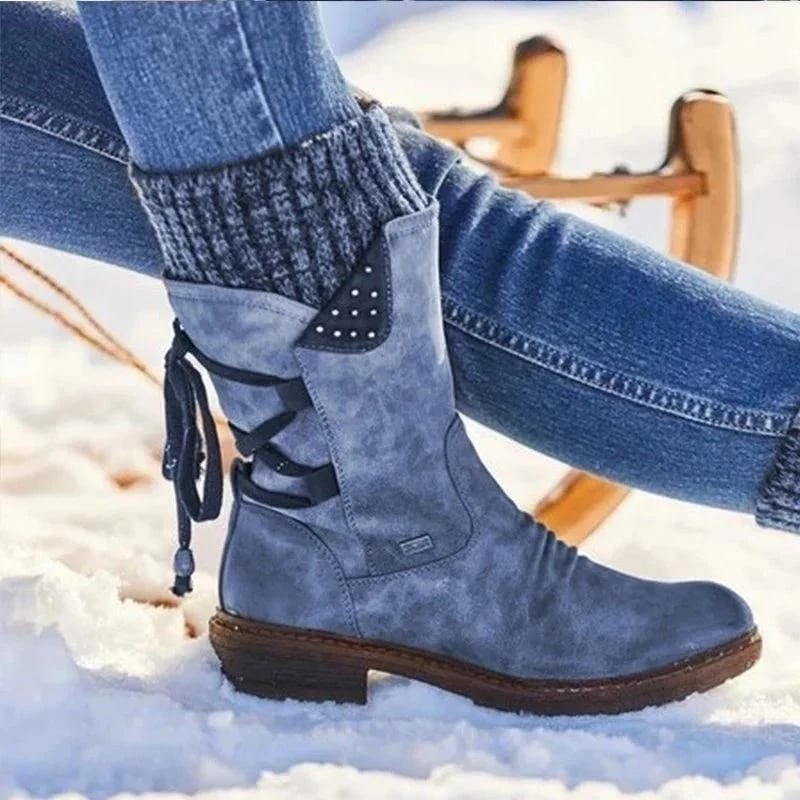 (Promotion 49% OFF) – Women’s Winter Low Barrel Orthotic Bow Support Wool Warm Boots