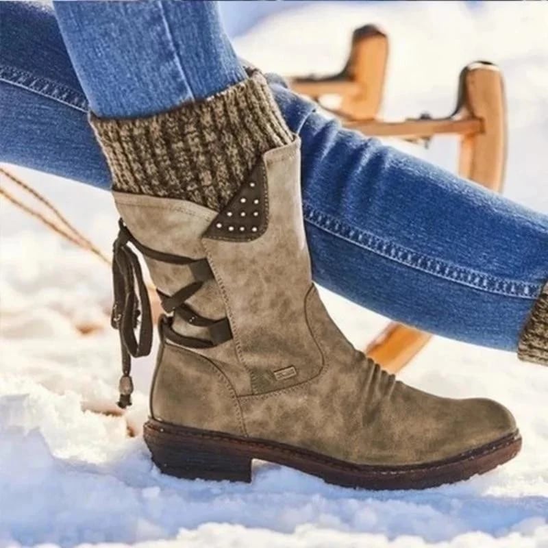 (Promotion 49% OFF) – Women’s Winter Low Barrel Orthotic Bow Support Wool Warm Boots