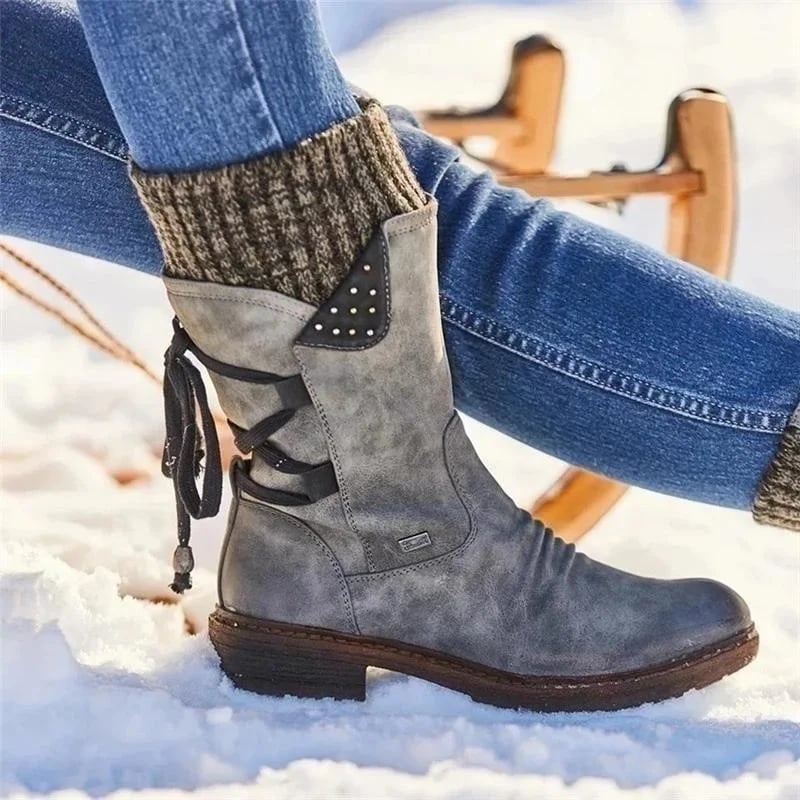 (Promotion 49% OFF) – Women’s Winter Low Barrel Orthotic Bow Support Wool Warm Boots