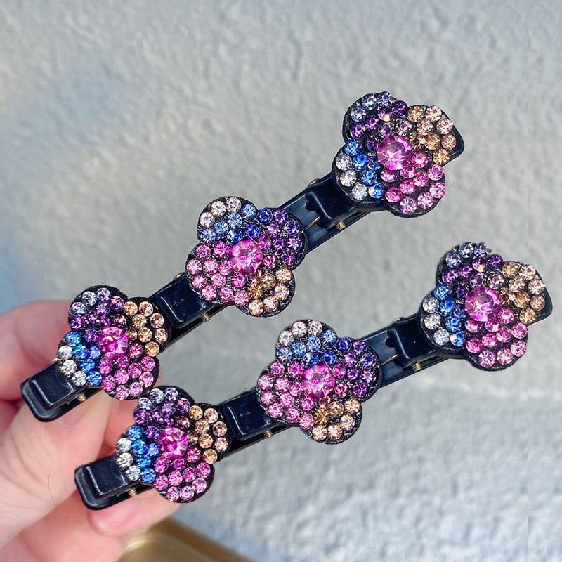 Letsgost Sparkling Crystal Stone Braided Hair Clips