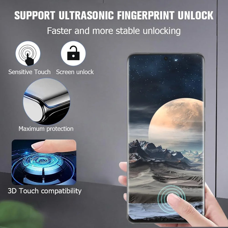 Tempered glass screen protector for Samsung and iPhone + quick installation tool