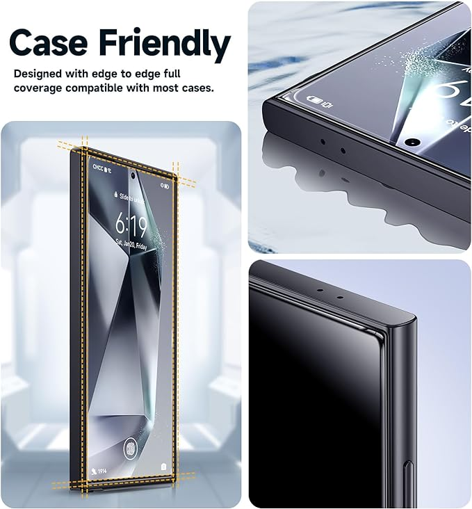 Uierty | Tempered Glass Screen Protector + Quick Installation Tool, Auto Dust-Elimination Installation, Bubble Free, Case Friendly, Anti-Scratch