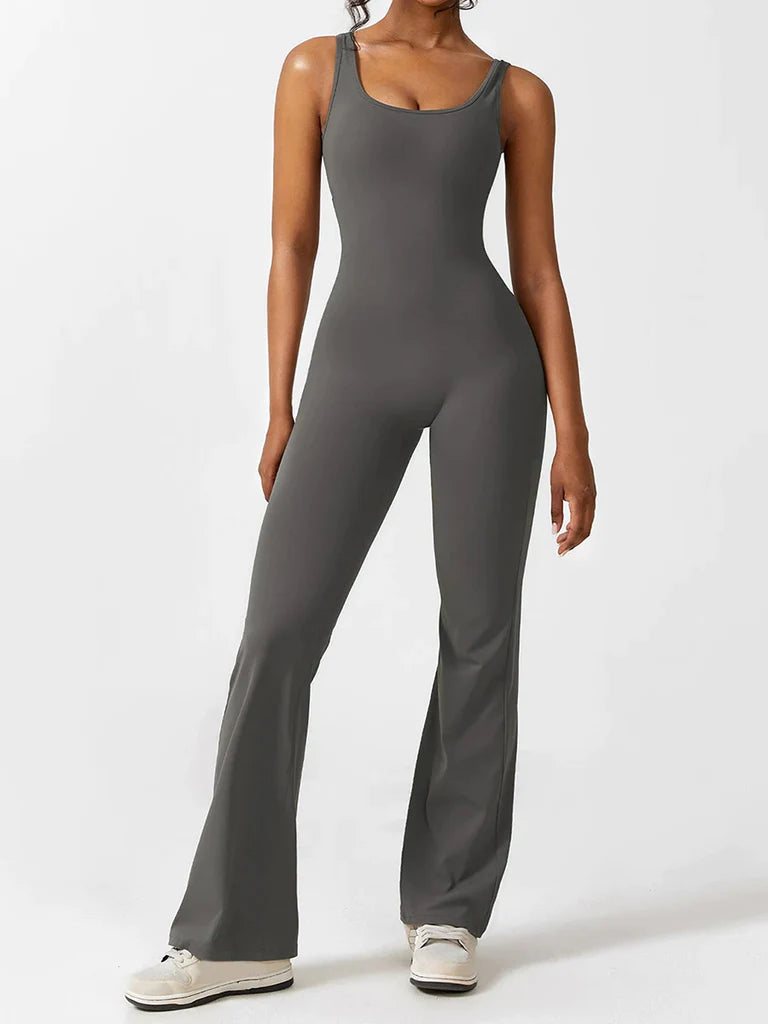 V-Back Flared Jumpsuit