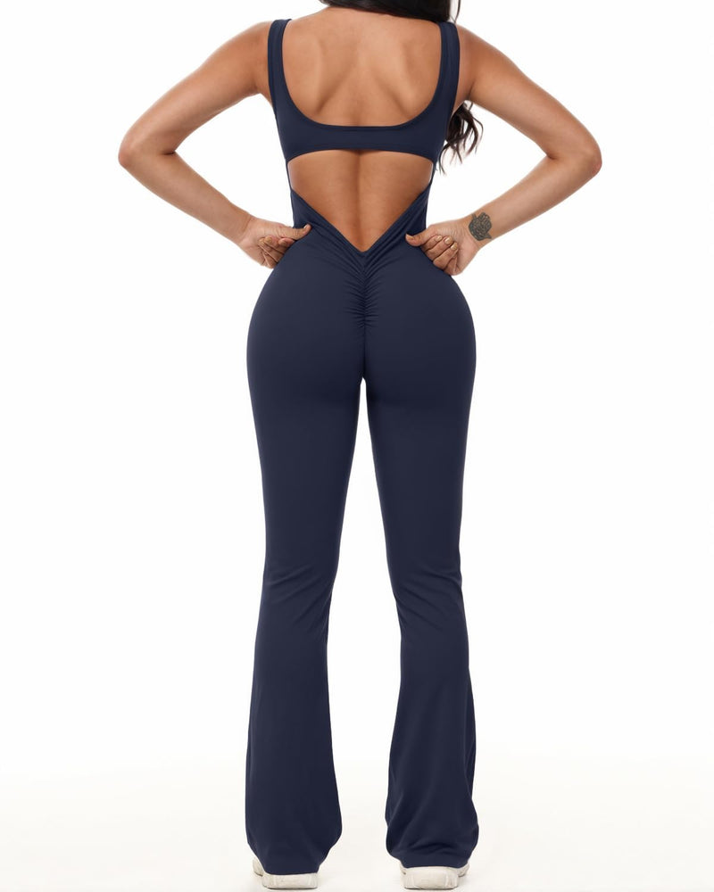 V-Back Jumpsuit – Peach Scrunch Design